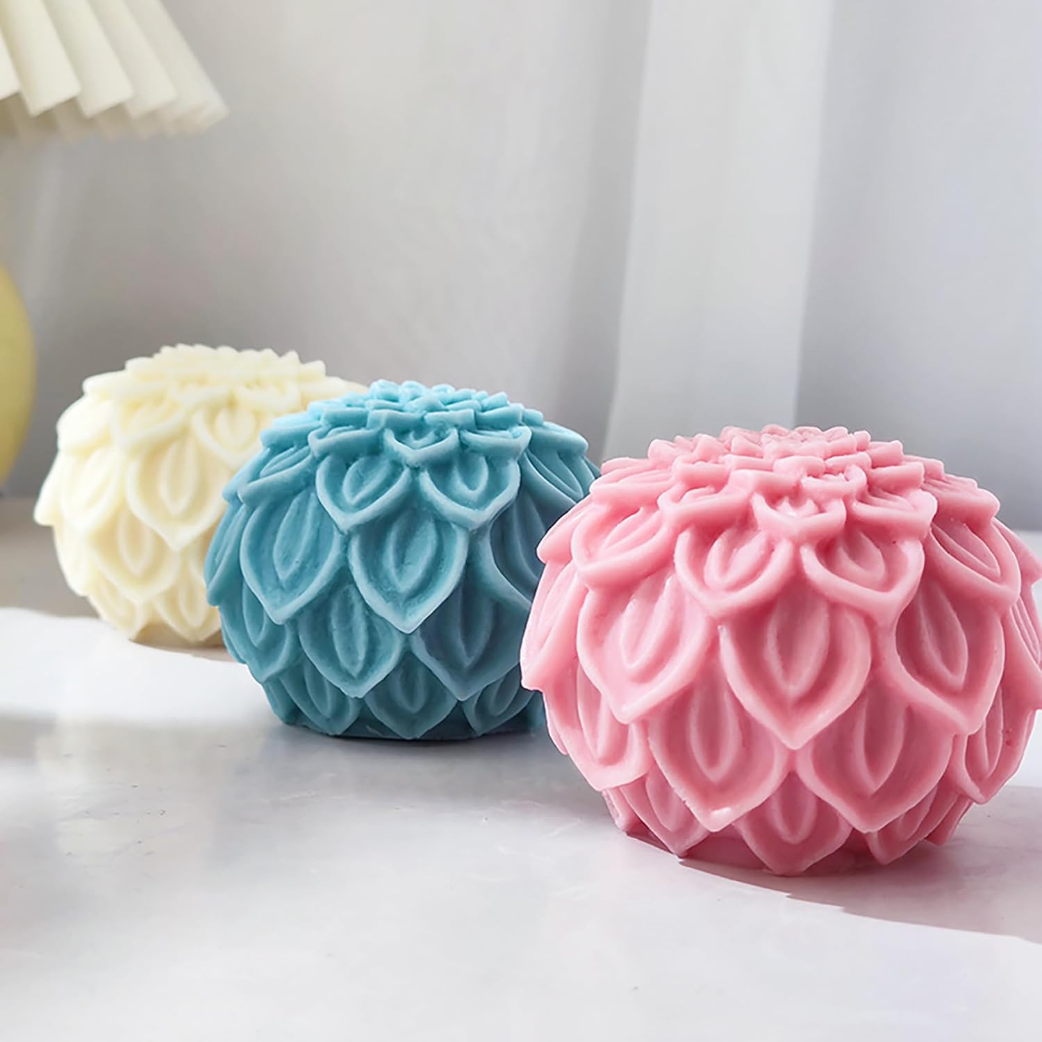 Lotus Ball Candle Mold Lotus Flower Mold Peony Mold Ball Mold Flower Resin Casting Mold Resin Making Molds Silicone Mold for Candle Home Decorate Mold Candle Making Mold 3D Animal Mold Clay Mold