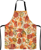 I Love Pizza Bib Apron with Adjustable Neck for Men Women,Suitable for Home Kitchen Cooking Waitress Chef Grill Bistro Baking BBQ Cobbler Apron