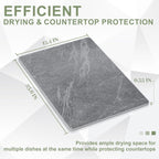 Large Stone Drying Mat for Kitchen Counter, 24" × 16" Diatomite Dish Drying Mat, Quick Dry Stone Mats, Ultra Absorbent Natural Diatomaceous Earth Mats for Dished, Bottles, Black Marble