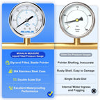 MEANLIN MEASURE 0~300Psi Liquid Filled Pressure Gauge Stainless Steel with 316 Stainless Steel Joint 1/4" NPT 2.5" FACE DIAL for Air Compressor Air Regulator Water Filter Center Back Mount
