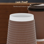 Qunclay Disposable Coffee Cups with Lids,16 oz (80 Pack) Togo Hot Paper Coffee Cup with Leak-Proof Lid To Go for Hot/Cold Beverages Insulated Reusable Drinks Corrugated Ripple Cups (Brown)