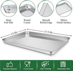 P&P CHEF 17.5 Inch Baking Sheet and Rack Set, Stainless Steel Cookie Sheets Oven Baking Pans Trays with Cooling Racks for Cooking & Roasting, Oven & Dishwasher Safe, (4Pcs)