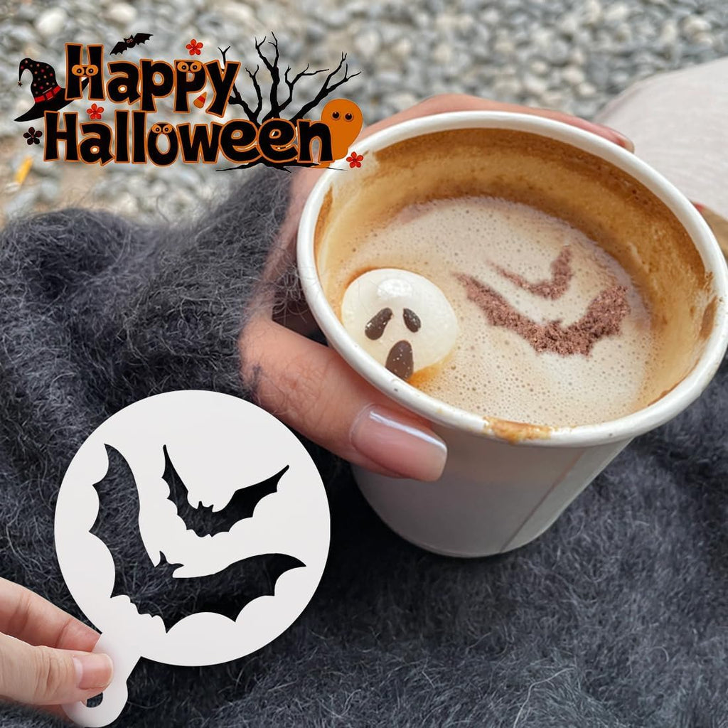 40 Pieces Halloween Cake Cookie Stencils 3.5in Reusable Pumpkin Templates Mold Tools for Cookies DIY Holiday Baking Painting Dessert Craft Coffee Decoration