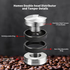 51mm Espresso Tamper, Coffee Distributor Adjustable Height, Coffee Leveler Fits with Two-in-one Double-head and Flat-bottom Three Leaf for Macaroons Espresso Coffee