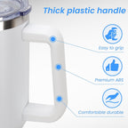 DOMICARE 40 oz Tumbler with Handle and Straw, Stainless Steel Tumbler with Lid and Straw, Reusable Vacuum Insulated Cup, Travel Coffee Mug, White, 4Pack