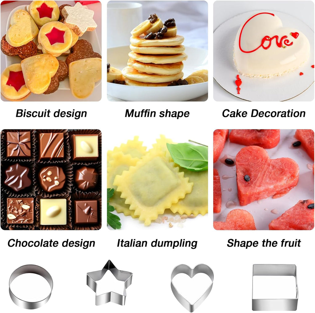Stainless Steel Cookie Cutter Set - 30Pcs Multi Shapes Kit with Small Circle, Triangle, Mini & Small Star Cutters for Baking, Holiday Cookies, Kids Kitchen Tools (Boys & Girls)
