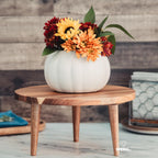 Acacia Wooden Round Footed Serving Board - Pedestal Riser Cake Stand with Removable Legs - Charcuterie Tray Cheese Bread Fruit Vegetable Platters - Plant Holder Set 12 X 6 inches