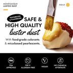 MONÉGASQUE Gold Edible Glitter for Drinks 15g – Edible Glitter for Cakes & Cocktails - Gold Luster Dust for Cocktail, Halloween Food Decorations, Cake Decorating Sprinkles Spray - Drink Shimmer Powder