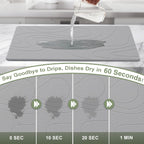 Large Stone Drying Mat for Kitchen Counter, 24" × 16" Diatomite Dish Drying Mat, Quick Dry Stone Mats, Ultra Absorbent Natural Diatomaceous Earth Mats for Dished, Bottles, Dark Grey