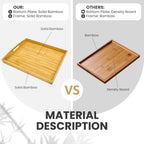 Bamboo Serving Tray with Handles Set of 4 - Decorative Wooden Trays for Eating, Working, and Storing, Suitable for Use in Bedroom, Living Room, Kitchen, Bathroom, Outdoor Scenarios and More