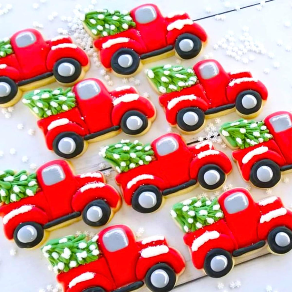 Christmas Cookie Cutters 6Pcs Large, Christmas Theme Shapes Cookie Cutters Santa Claus Gingerman Truck Elk Snow Mini Tree, Metal Dough Fondant Biscuit Molds for Kitchen
