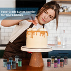 Edible Glitter Set - Luster Dust Edible Set 12 Metallic Colors - Food Grade Coloring Glitter Shimmer Dust Powder, Dusting Powder for Cake Decorating, Baking, Drinks, Fondant, Candy, Cookie - 5g Each