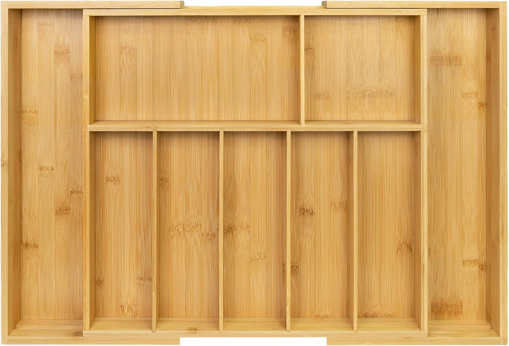 Utoplike Extra Large Kitchen Drawer Organizer, Expandable Bamboo Drawer Holder for Utensils, Silverware, Flatware, 7-9 Slots Cutlery Tray