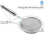 Stainless Steel Fine Mesh Strainers for Kitchen, Colander-Skimmer with Handle, Sieve Sifters for Food, Tea, Rice, Oil, Noodles, Fruits, Vegetable 4.73 inch