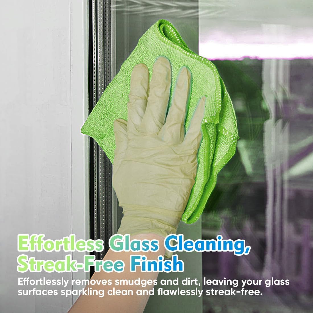 HOMEXCEL Green Microfiber Cleaning Cloth 12 Pack, 12.5 x 12.5 inch Microfiber Towels for Cars, Ultra Absorbent Car Washing Cloth, Lint Free Streak Free Cleaning Rags for Car, Kitchen, and Window