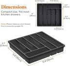 Lifewit Silverware Organizer with Lid, Covered Utensil Tray for Kitchen Drawer and Countertop, Plastic Cutlery and Flatware Storage Box for Spoons Forks Knives Holder Case, 6 Compartments, Black