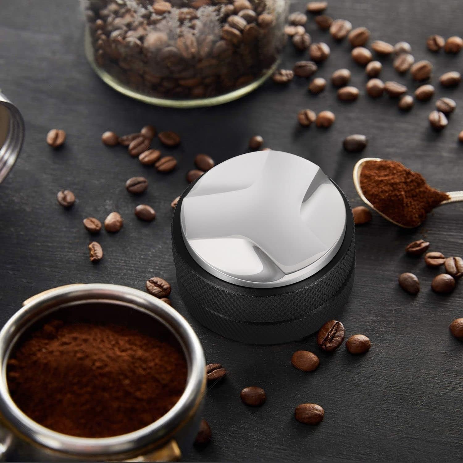 Flexzion Espresso Distribution Tool 51mm Coffee Leveler, Adjustable Depth and Universally Compatible Espresso Leveler for 51mm Portafilters and Espresso Machines