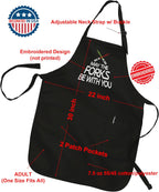 Personalized Chef Apron for Men, Custom Embroidered Design, Professional Kitchen Cooking BBQ Grilling for Dad, Decorated in USA