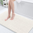 Arotive Luxury Chenille Bathroom Rug Mat, Extra Soft Thick Absorbent Shaggy Bath Rugs, Non-Slip Machine Wash Dry, Plush Bath Mats for Bathroom, Shower and Tub, 60x24, Ivory