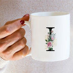 Retreez Initial A-Z Floral Botanical Bouquet Alphabet Monogrammed Monogram Mug 11 Oz Ceramic Tea Coffee Mugs - Appreciation Thank You Wedding Birthday Gifts for her friend coworker sister - I Initial