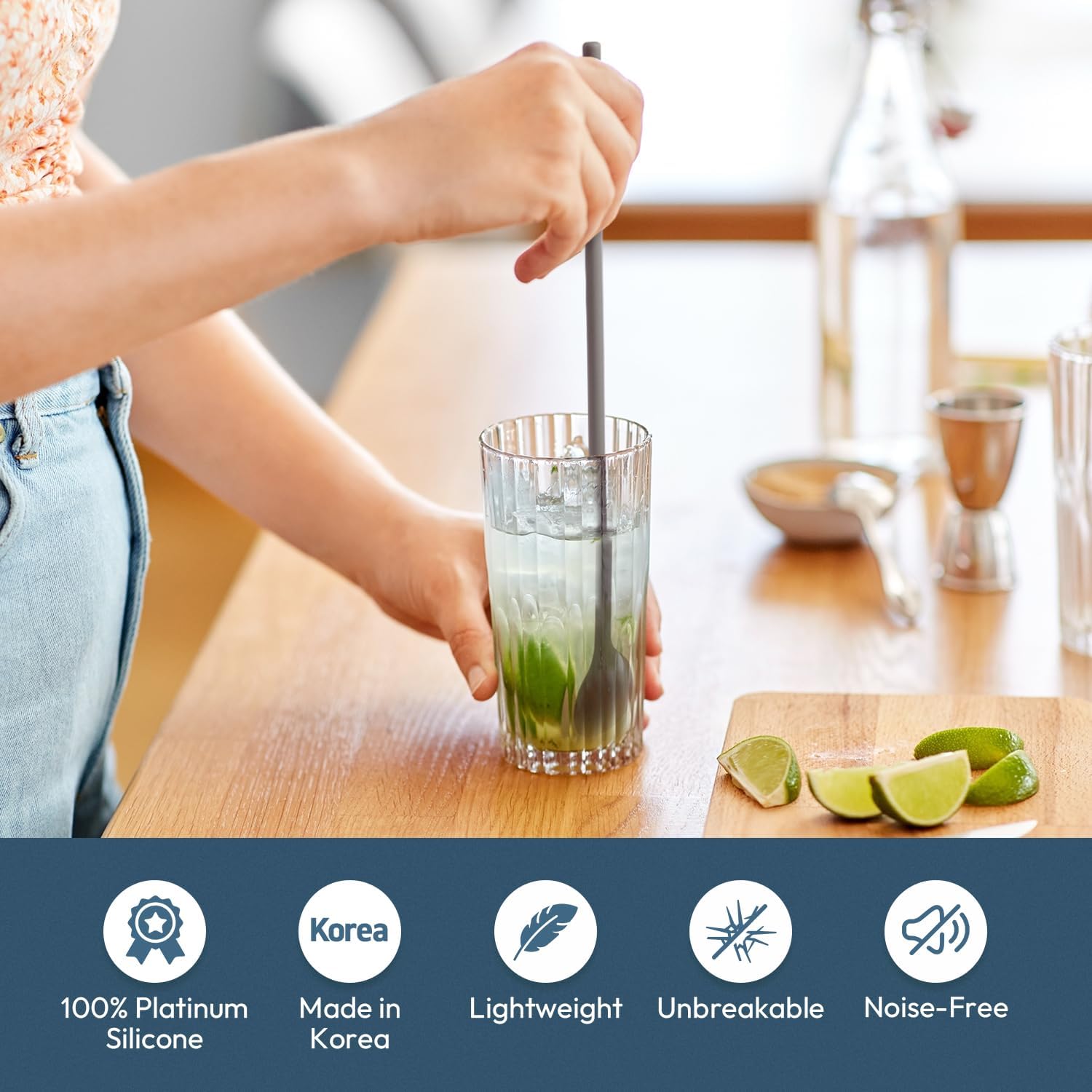 carrotez 9.9" Silicone coffee stirrer, Long Reusable Coffee Spoon for Iced Tea, Multipurpose Beverage Stirring Spoon - Cocoa Brown