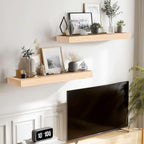 17x8x1.6 inch Floating Shelves Set of 2 – Solid Wood Rustic Wood Wall Mounted Shelf for Kitchen, Bathroom, Living Room