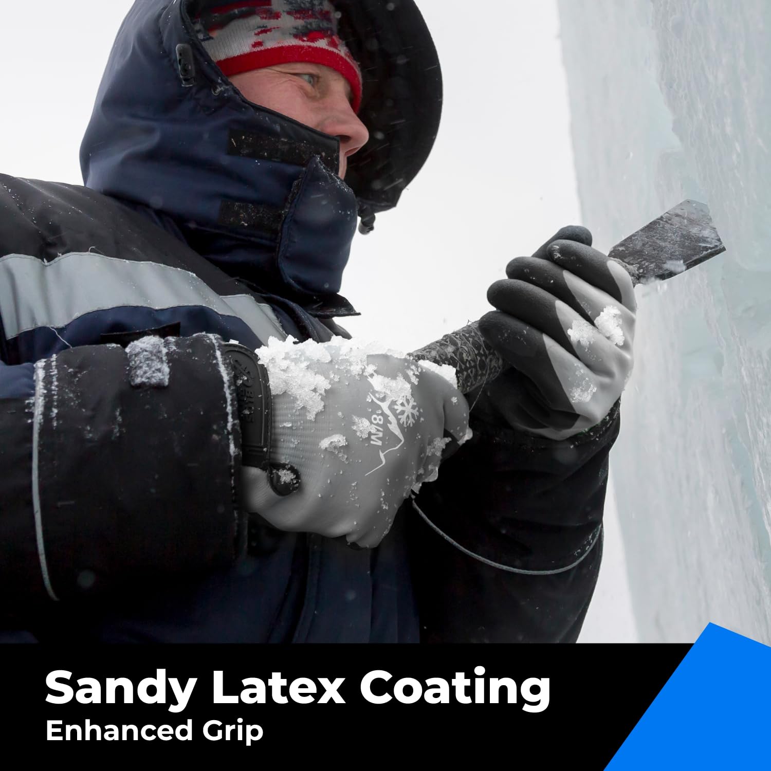 toolant 100% Waterproof Gloves Bulk Pack, 3 Pairs, Winter Work Gloves for Cold Weather, Touchsreen, Warm Freezer Gloves, Thermal Insulated, With Grip, Grey, Medium