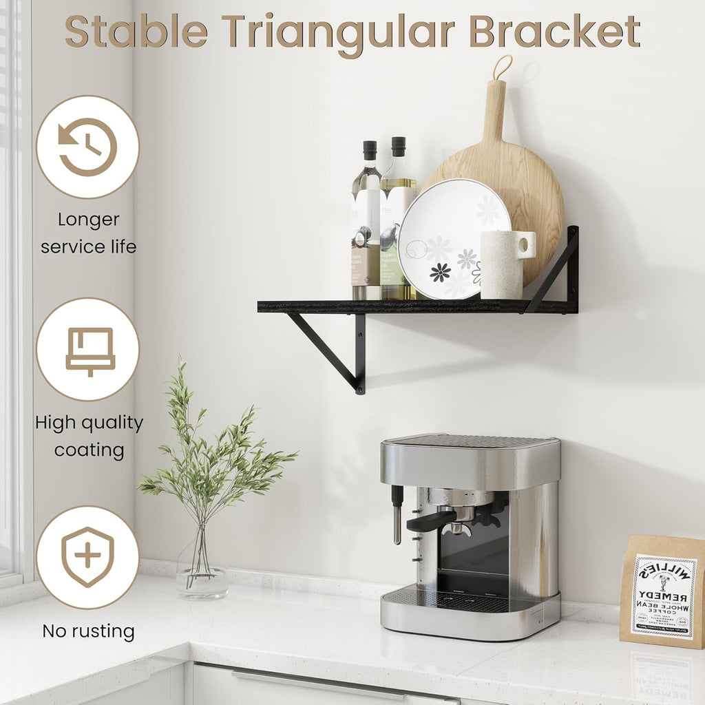 Dreamland Deep Floating Shelves for Wall, Black Floating Shelves, Large Floating Shelf 12 * 16 inch Set of 2 for Bookshelf Living Room Bedroom Home Office Bathroom