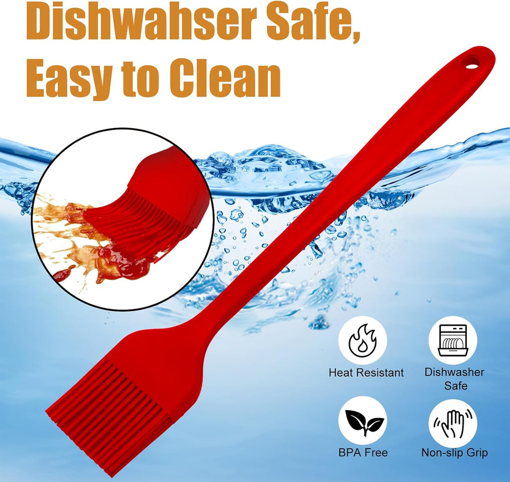 Silicone Basting Brush 2 Pcs Pastry Brush for Oil, BBQ, Grill, Sauce Baking Cooking, Dishwasher Safe (Black)