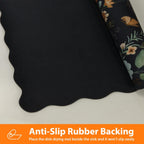 Scalloped Bohemian Coffee Bar Mat Dish Drying Mats for Kitchen Counter, Kitchen Decor,(16"x24", Black)