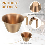 uxcell 1 Pcs Stainless Steel Espresso Cup with Handle, V-Shaped Mouth Espresso Measuring Cup with Scale for Preparing Coffee, Cocktails, 3.4OZ/100ML (Rose Gold)