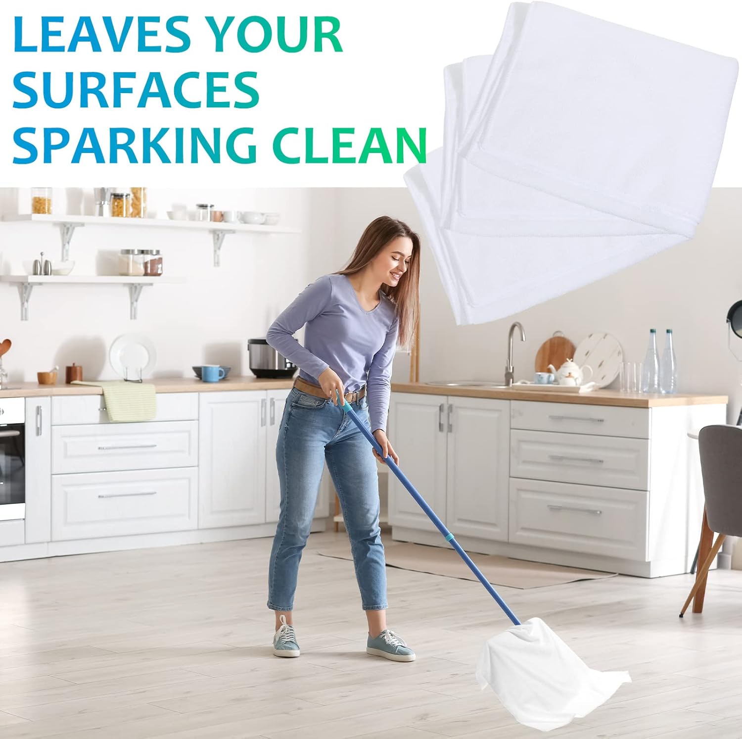 Newwiee 6 Pcs Extra Large Microfiber Cleaning Cloth 30" x 20" Washable Reusable Microfiber Towel Streak Free Lint Free Cloth for Cleaning Home Glass Office Window Bathrooms (White)