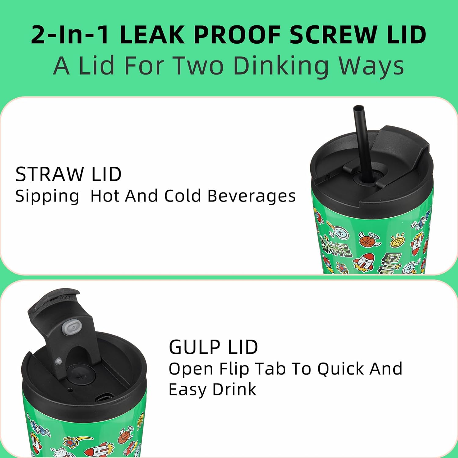 BJPKPK 34oz Stainless Steel Insulated Tumbler With lid And Straw Travel Coffee Thermal Tumblers Cup For Women And Men,Game