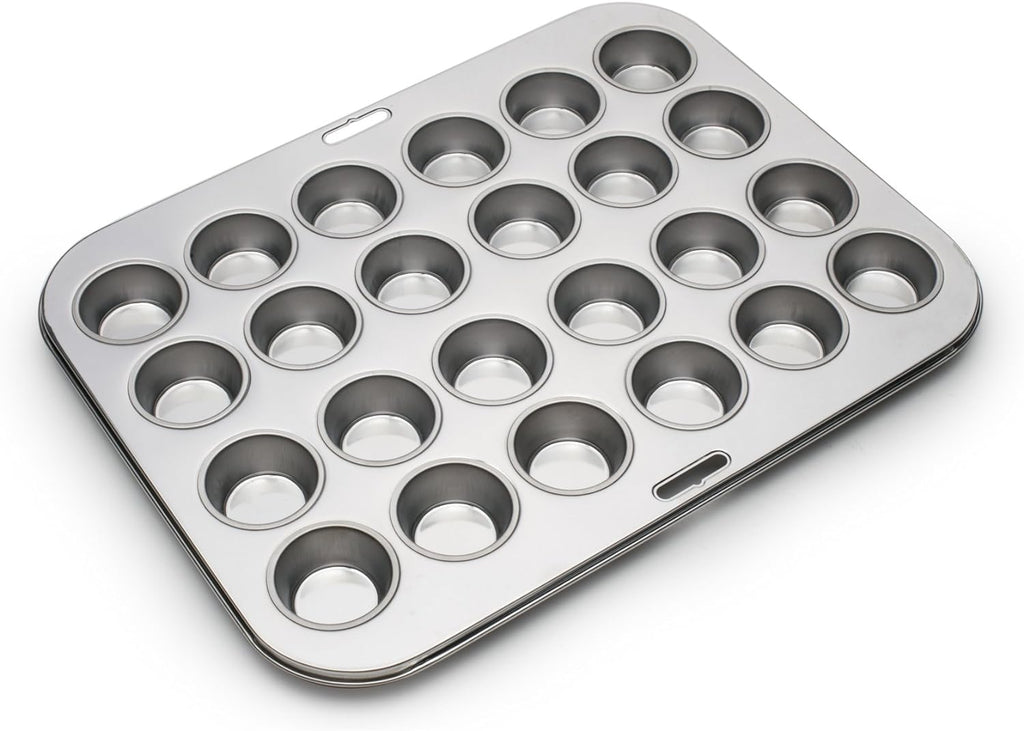 Fox Run Mini Muffin and Cupcake Pan, 24 Mini Cups, Stainless Steel Baking Pan, 10.5 x 13.75 x 1.5 inches,