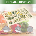 Floral Microfiber Dish Drying Mat XL for Kitchen Counter Absorbent Large Dish Drying Pads Reusable Washable Plants Herbs Draining Mat 18x24 Inch