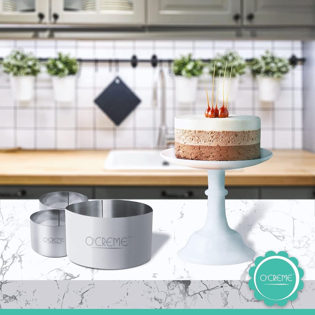 O'Creme Cake Ring Sturdy Stainless Steel Round Mousse Cake Ring Mold for Baking, Dessert Cake Decorating Pastry Rings 9 Inch Diameter x 3 Inch High