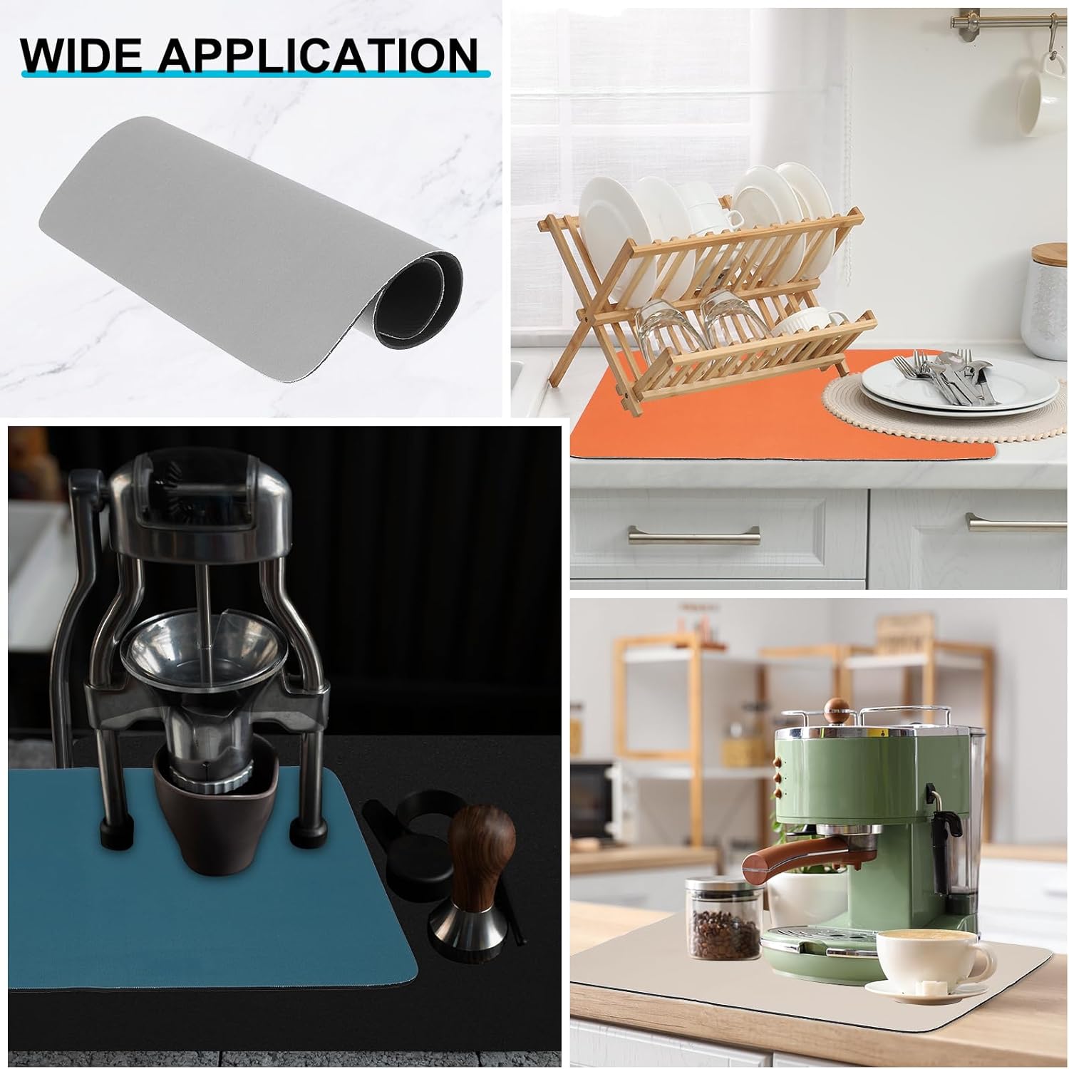 uxcell Silicone Mats for Kitchen Counter, 15.7" x 11.8" Non-Slip Countertop Protector Mat Heat Resistant Coffee Mat Waterproof Table Placemat, Gray