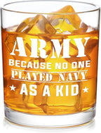 Futtumy Army Gifts for Men, Army Because No One Played Navy As A Kid Whiskey Glass, Military Gifts for Men, Army Veteran Gifts for Men, Navy Gifts for Men, 10 Oz Whiskey Gifts