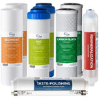 iSpring F10KU NSF Certified 1-Year Replacement Filter Set for 7-Stage RO Water Filtration Systems, Includes Alkaline Mineral & UV Filters, 10 Pieces, No RO Membrane