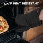 Oven Mitts and Pot Holders Set, Pack of 4, Heat Resistant Silicone Kitchen Mini Oven Mittens for 500 Degrees, Mini Oven Gloves and Hot Pads for Baking Grilling Barbecue Microwave Machine Washable