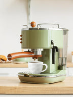 Yedio 4 oz Espresso Cups with Saucers and Metal Stand, Spoons, Porcelain Stackable Coffee Cups, Demitasse Cups, Perfect for Single or Double Espresso, Cappuccino, Latte and Tea - Set of 6, White