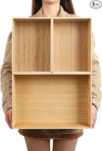 3-Piece Large Bamboo Storage Box Set, 7.1 in High Stackable Deep-Drawer Organizer for Kitchen Cutlery, Utensils & Knives, Exquisite and Durable Lidless Wooden Bin (14.6"x10.2x7.1"*1+10.2"x7.3"x3"*2)