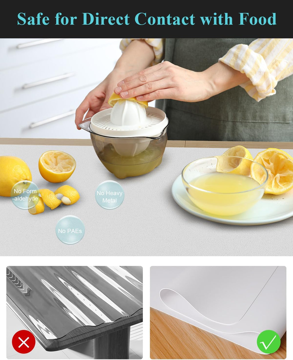 Pure White Plastic Table Cover Protector, 24" x 48" Waterproof Easy Flat PVC Desk Pad Mat, 1.5mm Thick Rectangle Vinyl Table Top Protector for Dining Room Table, Office, Dresser