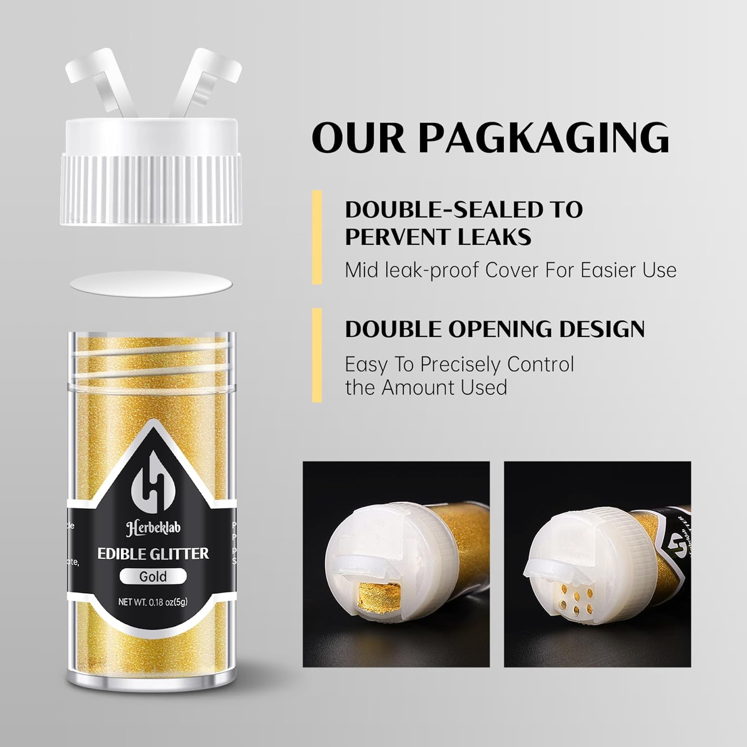 Edible Glitter for Cocktails - 4 Colors Gold Luster Dust Edible Drink Glitter Food Grade Metallic Shimmer Powder Cake Sprinkles for Beverage Chocolate Candy, 5g/Bottle