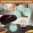 Cold Brew Coffee Maker，64 oz Wide Mouth Mason Jar Pitcher with Stainless Steel Filter, Pour Spout Handle Lid, Heavy Duty Glass Airtight & Leak-Proof Pitcher for iced coffee & Tea Lemonade-Green