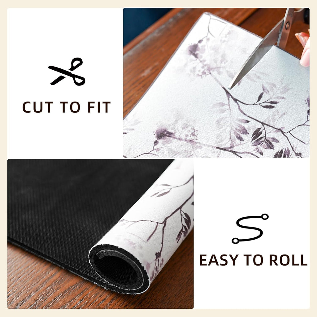 Dish Drying Mat Diatomaceous Earth Soft Coffee Mat, Silicone Dish Drying Mat for Kitchen Counter or Sink for Kitchen Bathroom Coffee Bar (Inked Flower, 16 x 24 Inches)