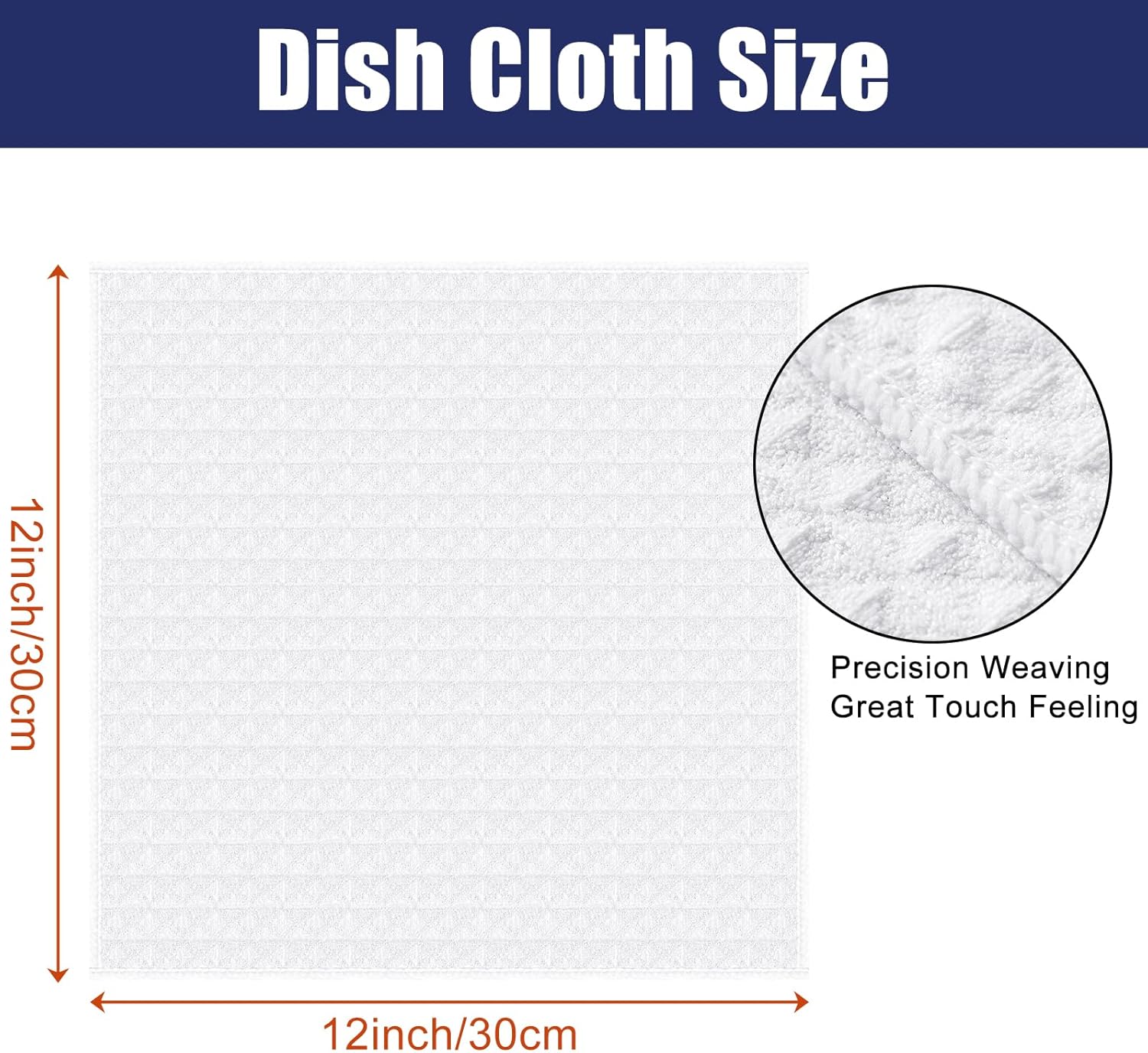 Homaxy Microfiber Waffle Weave Kitchen Dish Cloths, 12 x 12 Inch Ultra Absorbent and Solid Color Dish Towels for Kitchen Fast Drying Dishcloth for Washing Dishes, 8 Pack, White