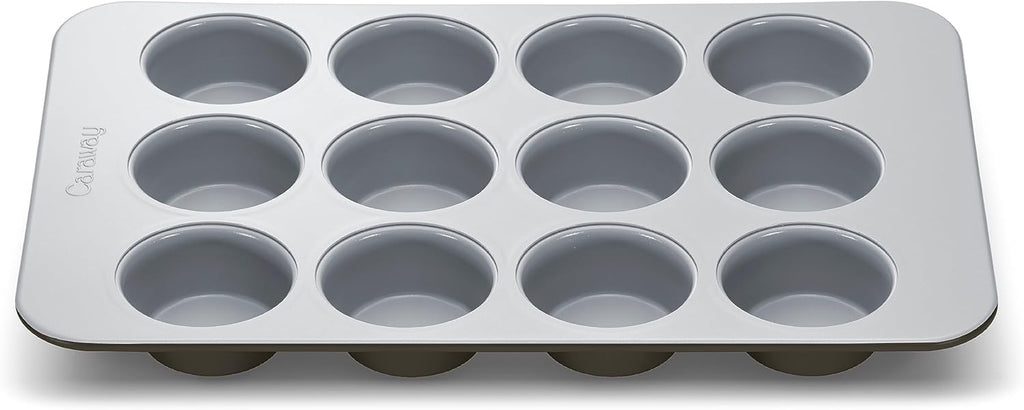 Caraway Non-Stick Ceramic 12-Cup Muffin Pan - Naturally Slick Ceramic Coating - Non-Toxic, PTFE & PFOA Free - Perfect for Cupcakes, Muffins, and More - Black