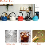 Circulon Enamel on Steel Whistling Teakettle/Teapot With Flip-Up Spout, 2 Quart - Gray