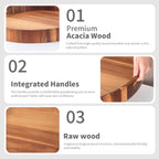 Extra Large Tray for Ottoman 22" Wooden Tray Ottoman Trays Large Acacia Wood Serving Tray with Handles Wooden Trays for Party, Food Serving, Breakfast, Dinner, Coffee Tea, Appetizers